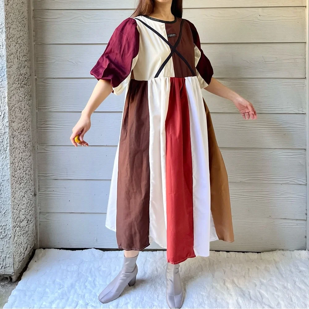 Handmade Upcycled Vintage Christian Dior Puff Sleeve Quilted Dress SKU 10171 - Picture 12 of 16